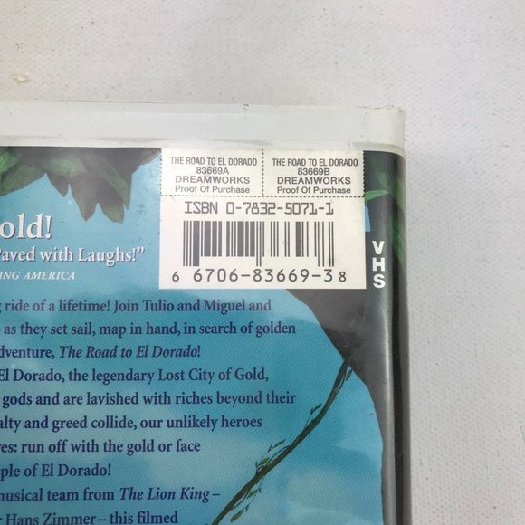 VHS Dreamworks The Road To El Dorado Clamshell Movie Miguel Tulio Elton John - Picture 4 of 5